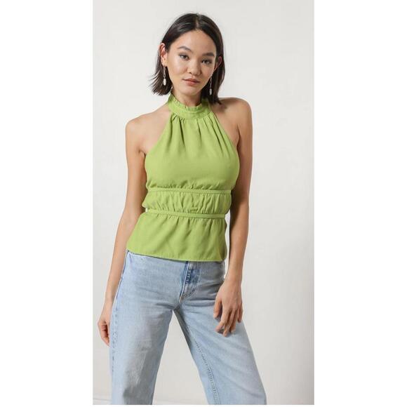 Line & Dot Revolve Sienna Chartreuse Halter Top Size Medium - Picture 5 of 5